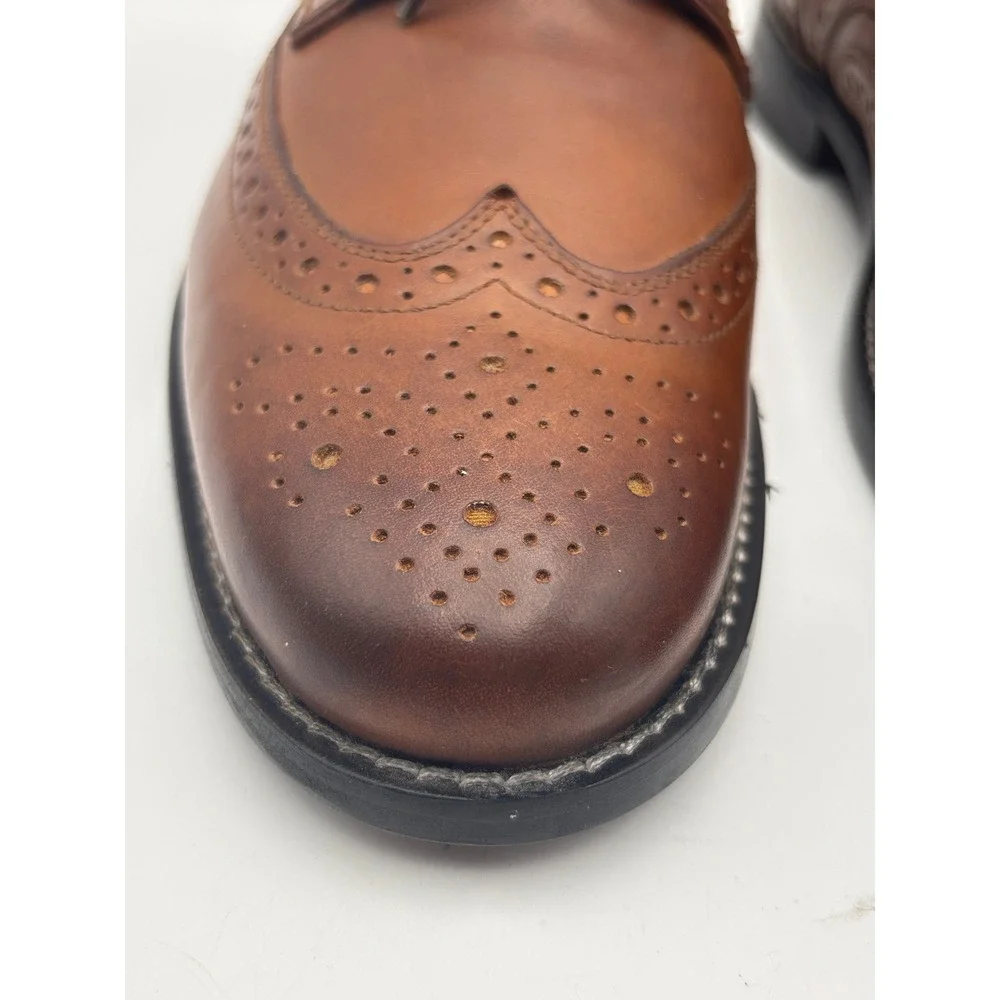 Nunn Bush Men's 9M Brown Leather Wingtip Brogue Comfort Gel Oxford Dress Shoes
